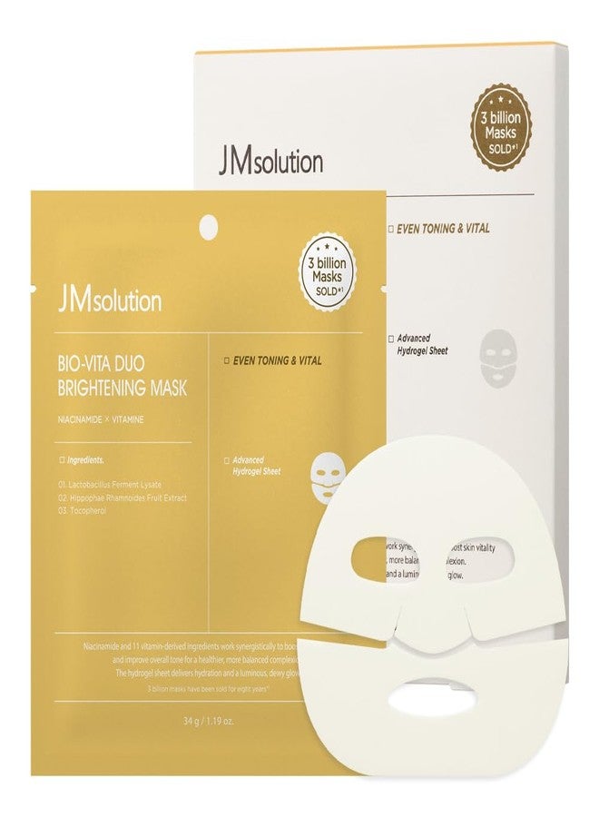 JMsolution Bio Vita Duo Brightening Mask – Vitamin C + E Hydrogel Mask for Dull Skin – Dark Spot Correcting & Radiance Boosting – Clinically Proven (4 Sheets) - Image 1